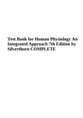 Test Bank for Human Physiology An Integrated Approach 7th Edition by Silverthorn COMPLETE