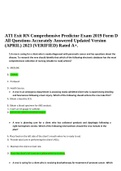 ATI Exit RN Comprehensive Predictor Exam 2019 Form D All Questions Accurately Answered Updated Version (APRIL) 2023 (VERIFIED) Rated A+.