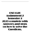 DSC1520 Assignment 2 Semester 2 2023 complete with Answers and steps on how to solve the Questions.