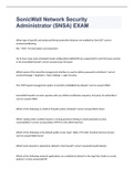 SonicWall Network Security Administrator &lpar;SNSA&rpar; EXAM WITH 100&percnt; COMPLETE SOLUTIONS