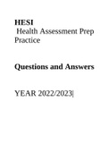 HESI Health Assessment Prep Practice Questions and Answers 2022/2023