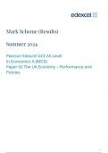  Pearson Edexcel GCE AS Level In Economics A &lpar;8EC0&rpar; Paper 02 The UK Economy &ndash; Performance and Policies mark scheme june 2024 8eco&sol;02