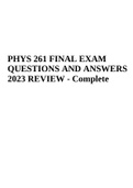 PHYS 261 FINAL EXAM  QUESTIONS AND ANSWERS  2023