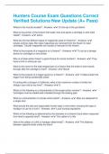Hunters Course Exam Questions Correct Verified Solutions New Update &lpar;A&plus; Pass&rpar;