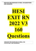 HESI EXIT RN EXAM 2023 V3 REAL 160 QUESTIONS AND ANSWERS LATEST UPDATED