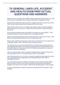 TX GENERAL LINES LIFE, ACCIDENT AND HEALTH EXAM PREP ACTUAL QUESTIONS AND ANSWERS