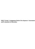 NR537 Week 5 Assignment Rubric Development -Assessment and Evaluation in Education & NR537 NLN Core Competencies Nurse Educators Worksheet EXAMPLE Revised 2023.