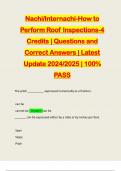 Nachi&sol;Internachi-How to Perform Roof Inspections-4 Credits &vert; Questions and Correct Answers &vert; Latest Update 2024&sol;2025 &vert; 100&percnt; PASS