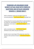 TENNESSEE LIFE INSURANCE EXAM  NEWEST ACTUAL EXAM WITH COMPLETE  QUESTIONS AND DETAILED ANSWERS  GRADED A &vert; BRAND NEW&excl;&excl;&excl;