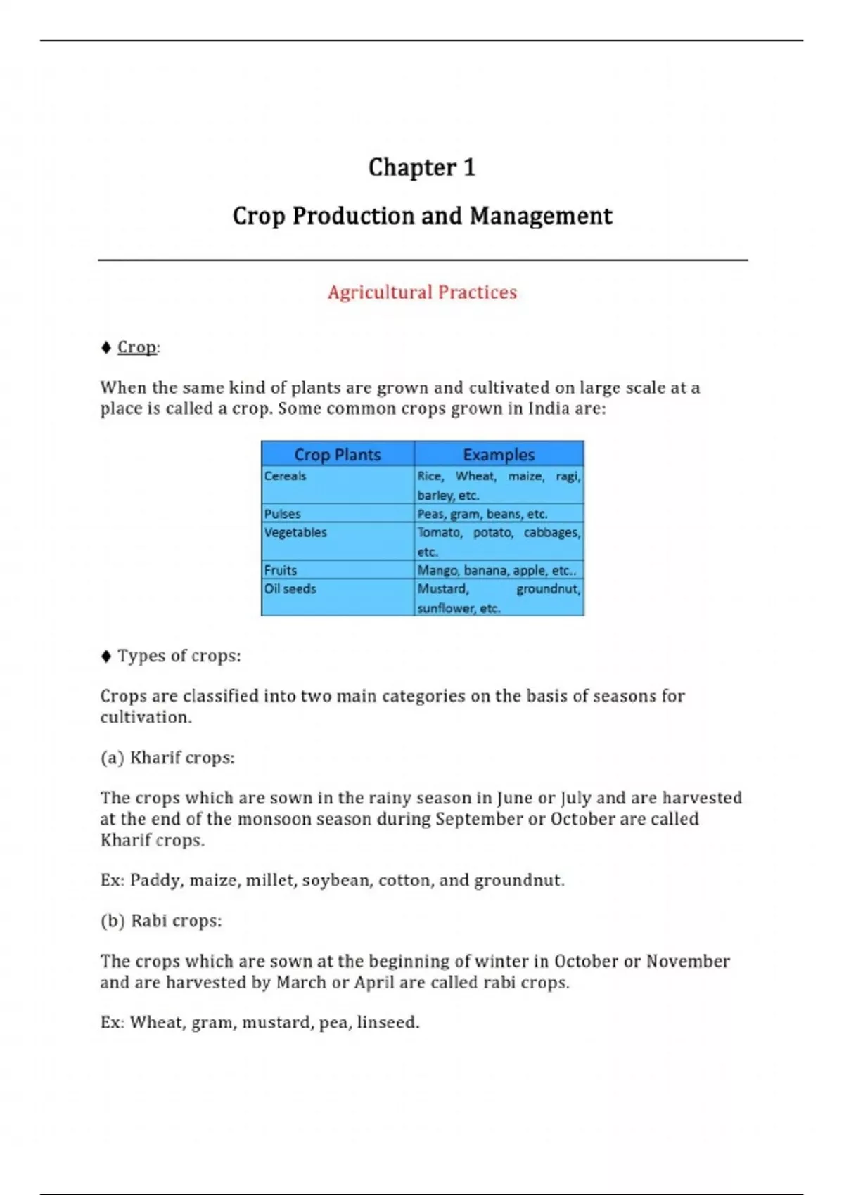 Class 8th Notes CBSE Science Chapter 1 Crop Production and Management ...