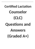 Certified Lactation Counselor Questions and Answers (2023) (Graded A+)