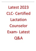 Latest 2023 CLC- Certified Lactation Counselor Exam- Latest Q&A