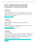 NU211 &sol; NUR2115 Section 02 Quiz Q&A Fundamentals of Professional Nursing