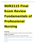 NUR2115 Final Exam Review Fundamentals of Professional Nursing