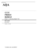 AQA GCSE FRENCH Higher Tier Paper 1 JUNE 2022 MARK SCHEME>Listening