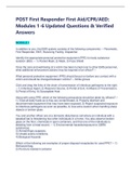 POST First Responder First Aid&sol;CPR&sol;AED&colon; Modules 1-6 Updated Questions & Verified Answers &vert; Latest 2023&sol;2024 solutions