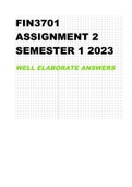 FIN3701 EXAM PACK 2023 AND FIN3701 ASSIGNMENT 2 SEMESTER 1