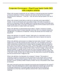 Corporate Governance - Final Exam Study Guide 2022 with complete solution&period; Questions with accurate answers&period; Graded A