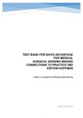 TEST BANK FOR DAVIS ADVANTAGE FOR MEDICAL SURGICAL NURSING MAKING CONNECTIONS TO PRACTICE 2ND EDITION 2024  LATEST REVISED UPDATE BY HOFFMAN