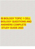 IB SL BIOLOGY TOPIC 1 CELL BIOLOGY QUESTIONS AND ANSWERS COMPLETE  STUDY GUIDE 2023