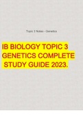 IB SL BIOLOGY TOPIC 3 GENETICS COMPLETE  STUDY GUIDE 2023.