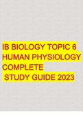 IB SL BIOLOGY TOPIC 6 HUMAN PHYSIOLOGY COMPLETE  STUDY GUIDE 2023