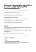 Multistate Pharmacy Jurisprudence(MPJE) Exam Review 2023 (FEDERAL LAW) Questions and Answers.