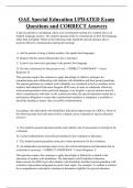 OAE Special Education UPDATED Exam  Questions and CORRECT Answers