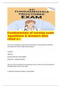   Fundamentals of nursing exam 1questions & Answers best rated a&plus;&period;  The nurse is preparing a client to be turned in bed&period; In what position would the nurse place the client to begin this procedure&quest;   lying flat  sitting up  lying flat with feet raised sligh