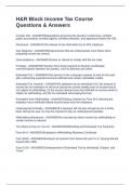 H&R Block Income Tax Course Questions & Answers