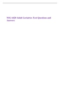 NSG 6420 Adult Geriatrics Test Questions and Answers