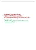NURS 6512 Midterm Exam (Version 9) NURS 6512N Midterm EXAM, NURS 6512: Advanced Health Assessment-Final Exam, Walden University.