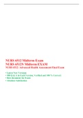 NURS 6512 Midterm Exam (Version 12) NURS 6512N Midterm EXAM, NURS 6512: Advanced Health Assessment-Final Exam, Walden University.