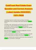 GoldCoast Real Estate Exam Question and Correct Answers &vert; Latest Update 2024&sol;2025 &vert; 100&percnt; PASS