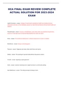 HCA FINAL EXAM REVIEW COMPLETE ACTUAL SOLUTION FOR 2023-2024 EXAM