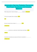 Automotive Service Pollution Prevention Final Exam Questions and Answers Rated A&plus;