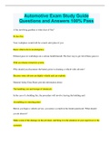 Automotive Exam Study Guide Questions and Answers 100&percnt; Pass