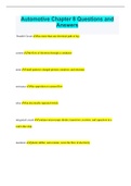Automotive Chapter 8 Questions and Answers
