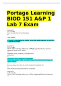 Portage Learning BIOD 151 A&P 1 Lab 7 Exam