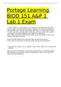 Portage Learning BIOD 151 A&P 1 Module 1 - 7 Exams, Lab 1 - 8 Exams & Final Exams 2022-2021 Bundle | Verified papers