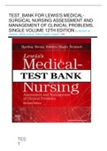 TEST BANK FOR LEWIS’S MEDICAL SURGICAL NURSING 11TH EDITION 