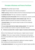 Principles of Business and Finance Final Exam Review 2022 with complete solution