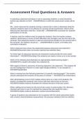 Assessment Final Questions & Answers