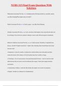 NURS 315 Final Exam Questions With  Solutions