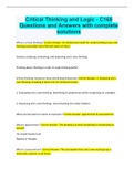 Critical Thinking and Logic - C168 Questions and Answers with complete solutions