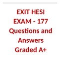 EXIT HESI EXAM 2023- 177 Questions and Answers Graded A+