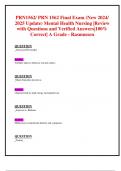 PRN1562&sol; PRN 1562 Final Exam &lpar;New 2024&sol; 2025 Update&rpar; Mental Health Nursing &vert;Review  with Questions and Verified Answers&vert;100&percnt; Correct&vert; A Grade - Rasmussen 