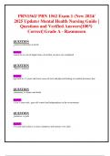 PRN1562&sol; PRN 1562 Exam 1 &lpar;New 2024&sol; 2025 Update&rpar; Mental Health Nursing Guide &vert;  Questions and Verified Answers&vert;100&percnt; Correct&vert; Grade A - Rasmussen   