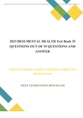 2023 HESI MENTAL HEALTH RN TEST BANK 35 OUT OF 55 QUESTIONS WITH ANSWERS screenshot