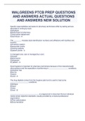 WALGREENS PTCB PREP QUESTIONS AND ANSWERS ACTUAL QUESTIONS AND ANSWERS NEW SOLUTION